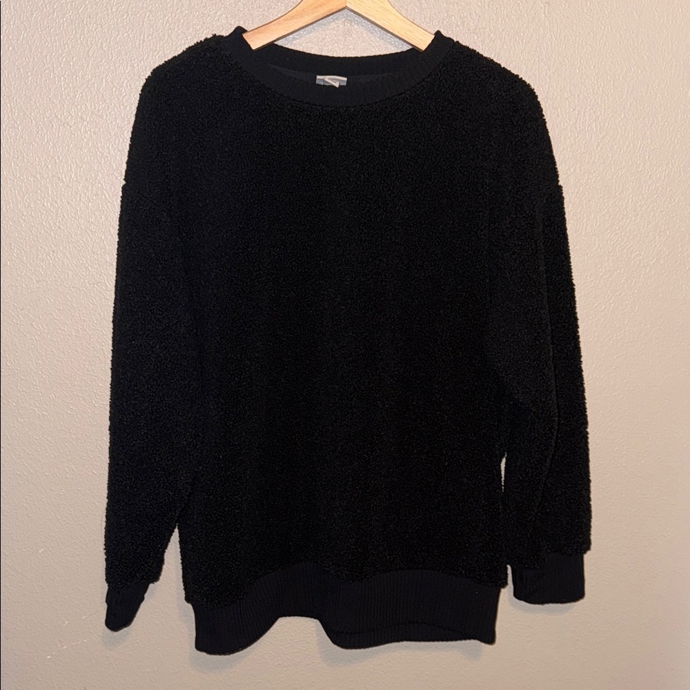 A New Day Fluffy Long Sleeve Black Sweater
